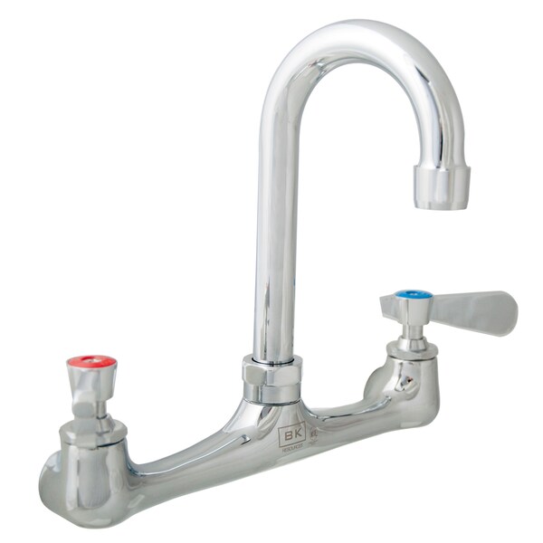 Bk Resources Workforce Standard Duty Faucet, 3" Gooseneck Spout, 8" O.C. Splash Mount BKF-8W-3G-G - main